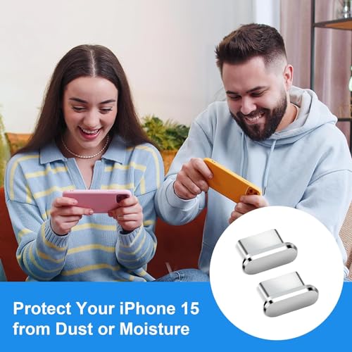 Mizi [2 Pack] USB-C Metal Anti Dust Plug Cover, Protect Charging Port from Dust and Moist with Storage Box and Cable Clip Holder for iPhone 15/16 Series - Silver - Image 3