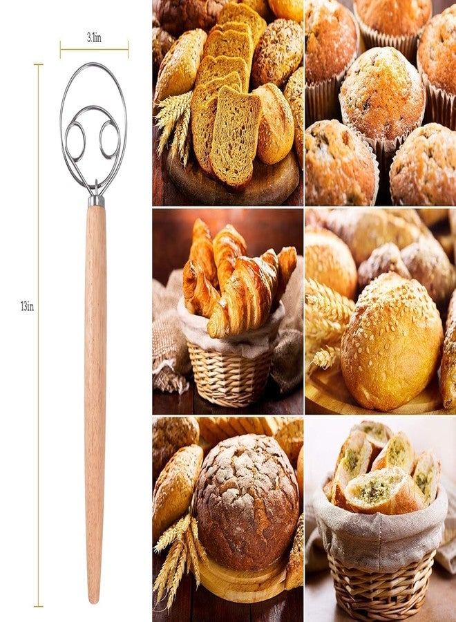 PIHARVA Danish Dough Whisk – Stainless Steel Bread Dough Mixer with Ergonomic Wooden Handle | Handheld Dough Mixing Tool for Bread, Pizza, Cookies, Pastry & Baking - Image 4