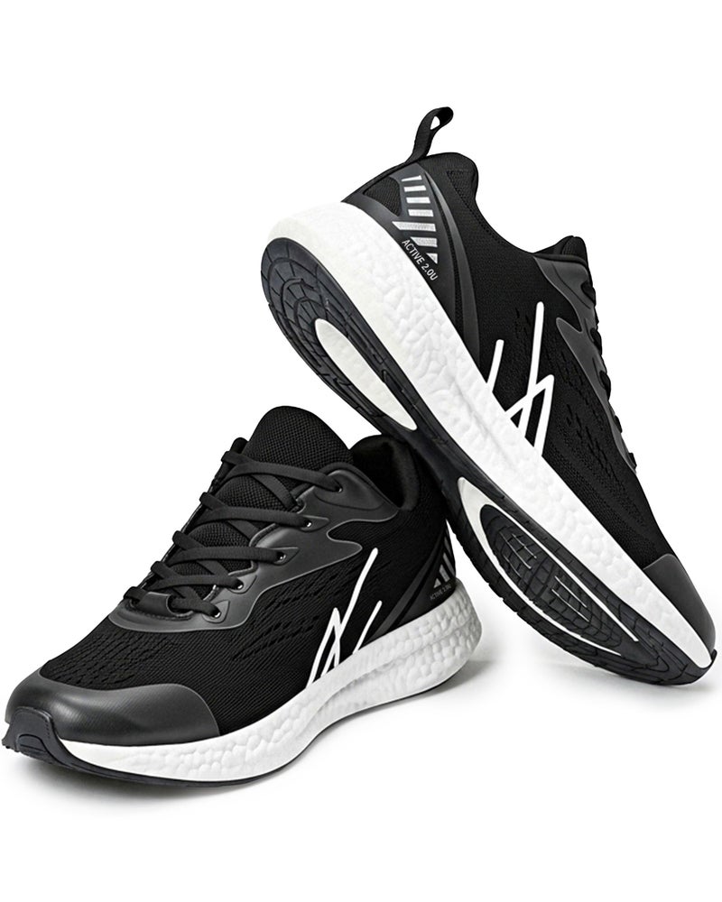 NY Threads Men's Running Shoes Comfortable and Lightweight Casual Sneakers, Black/White, 8.5 Medium US - Image 1