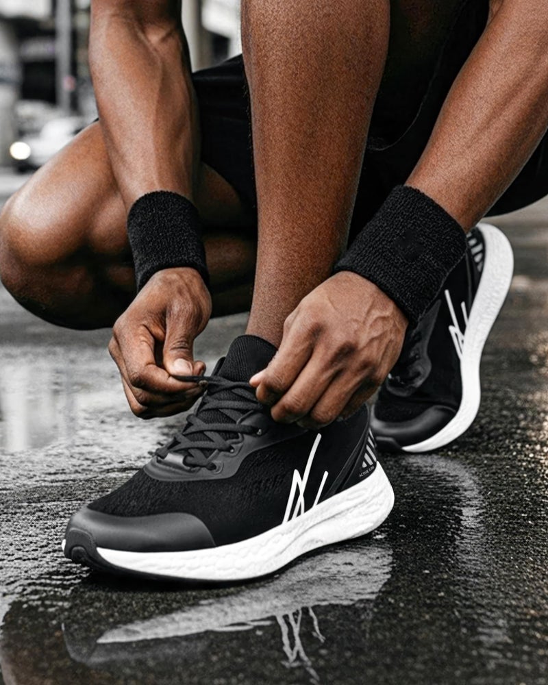 NY Threads Men's Running Shoes Comfortable and Lightweight Casual Sneakers, Black/White, 8.5 Medium US - Image 3