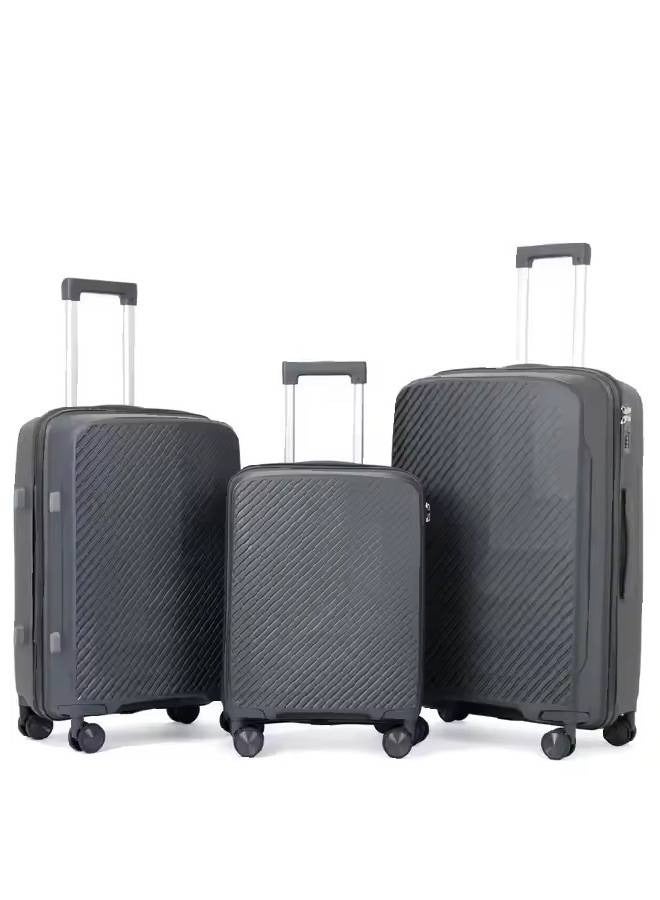 NKX Premium Hard Shell Luggage Set Durable Aluminum Alloy Travel Suitcases 3 Piece Set Grey 20*24*28 Inches - Image 1