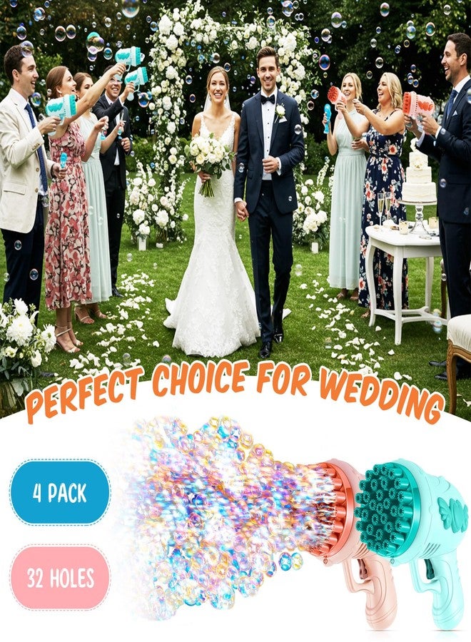 ShinyRelief 4 Pack Wedding Bubble Guns 32 Holes with Light, Bottles Solution, Romantic Bubble Maker for Outdoor Ceremony, Wedding Party Favors, Photo Props, Reception Entertainment (Green and Pink) - Image 2