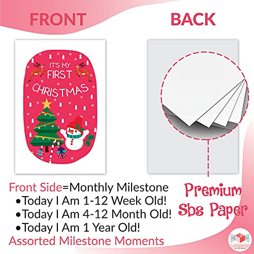 WOBBOX Baby Monthly Milestone Cards, Animal Pastel Colour, Record 0-12 Months Growth Milestones Cards, Baby Shower Gift Scrapbook Photo Keepsake Monthly Age Markers Card - Set of 18 Pieces - Image 2