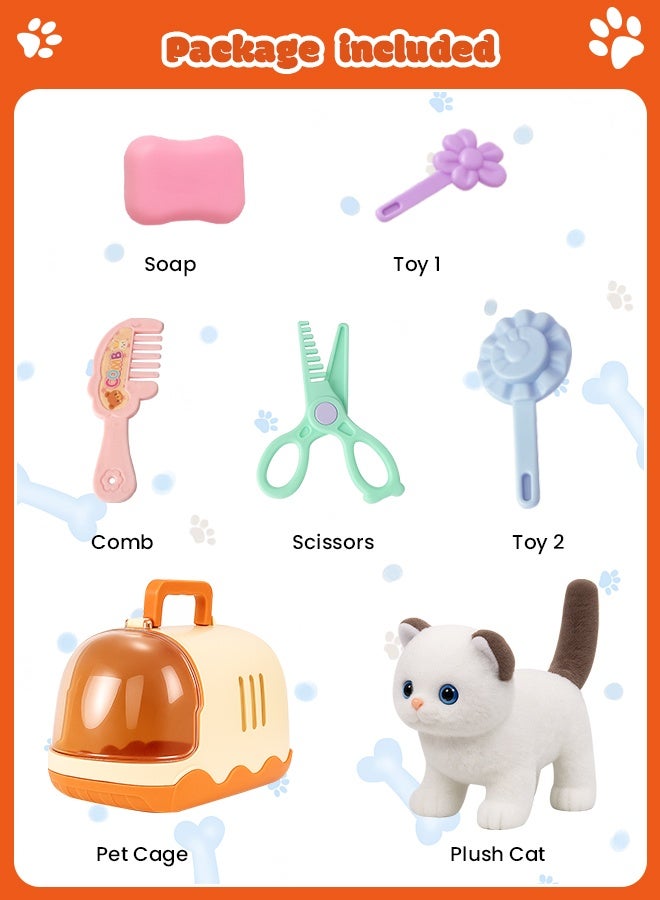 Jorunb Easter Realistic Cat Toys - 8pc Cat Toys with 6" Plush Cat, Sounds, Hopping and Walking Action, Wiggling Ears, Twitching Nose & Cat Cage - Ideal Gift for Girls, Toddlers, Easter - Image 5