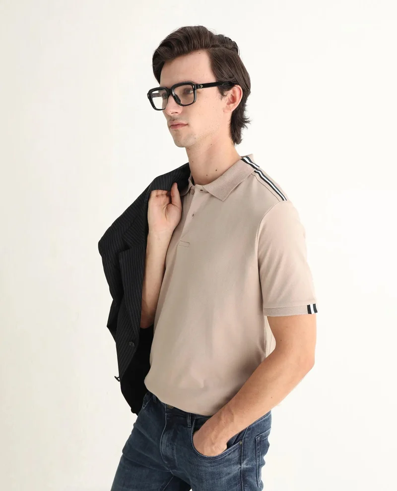Rare Rabbit Men's Contrasting Collar And Sleeve Solid Polo