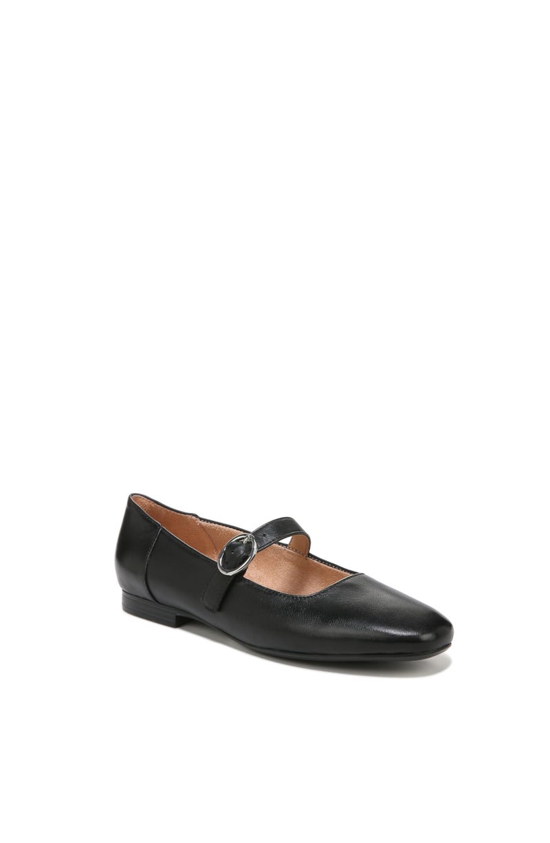 Naturalizer Womens Kelly Mary Jane Flat Black Leather 7 M