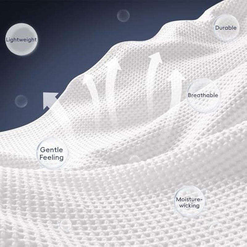 Loquat 100% Cotton Waffle Weave Blanket King Size 104 x 90- Washed Warm Soft Lightweight Breathable Throw for All Season -Perfect Blanket Layer for Couch Bed Sofa-Elegant Home Decoration-White - Image 2