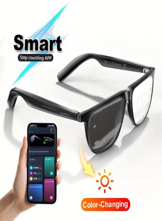 GS-300 Intelligent Audio Smart Glasses with Remote App  Pedometer Function, Built-in Microphone  Speaker, Wireless Bluetooth, Rechargeable Lithium Battery, USB Charging, Durable ABS Frame, Ideal for Sports, Driving, Fishing  Daily Wear - Image 1