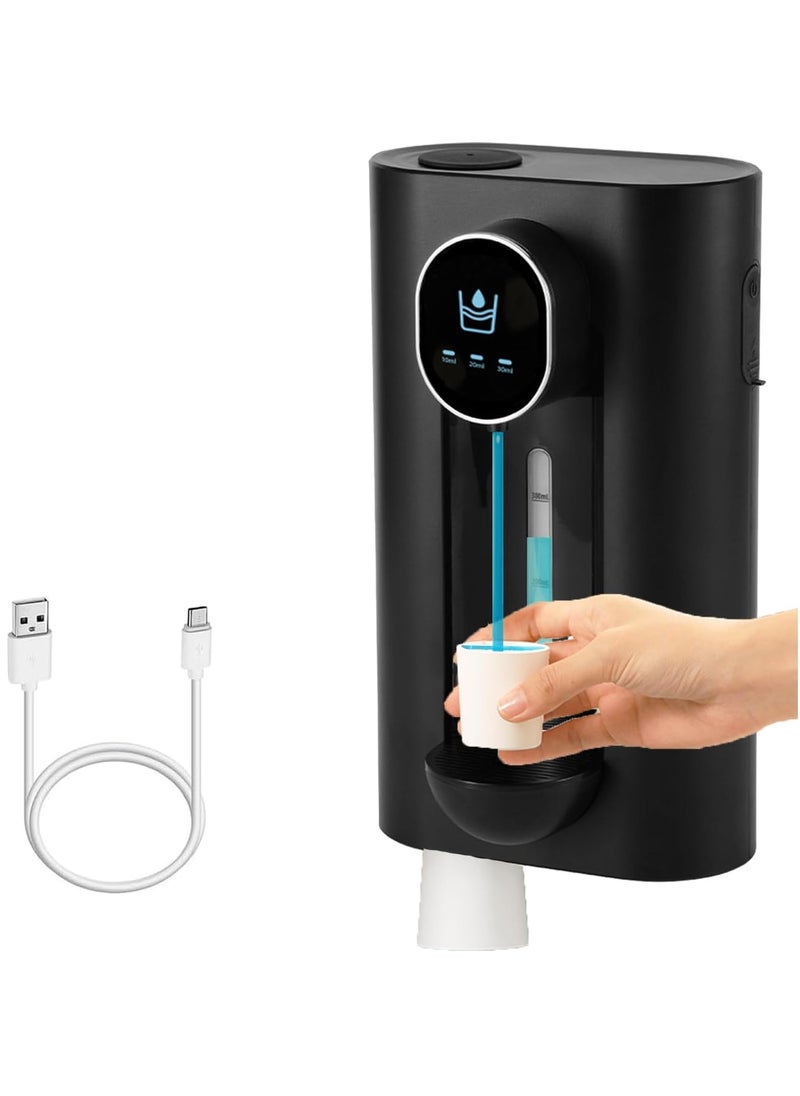 Wall Mounted Mouthwash Dispenser, Automatic Bathroom Mouth Wash Dispenser with 2 Magnetic Cups, No Drilling Needed - Ideal for Kids and adults, Sleek Black Design 540mL (19 Oz)