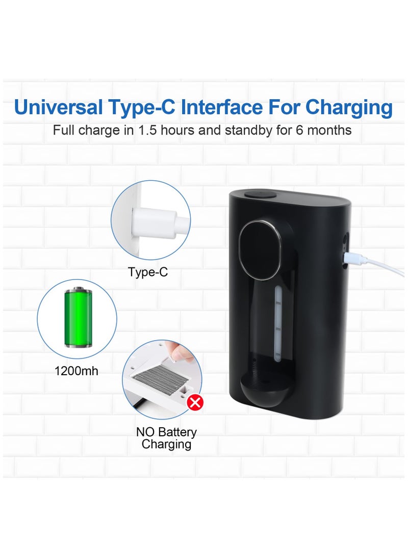 Wall Mounted Mouthwash Dispenser, Automatic Bathroom Mouth Wash Dispenser with 2 Magnetic Cups, No Drilling Needed - Ideal for Kids and adults, Sleek Black Design 540mL (19 Oz)