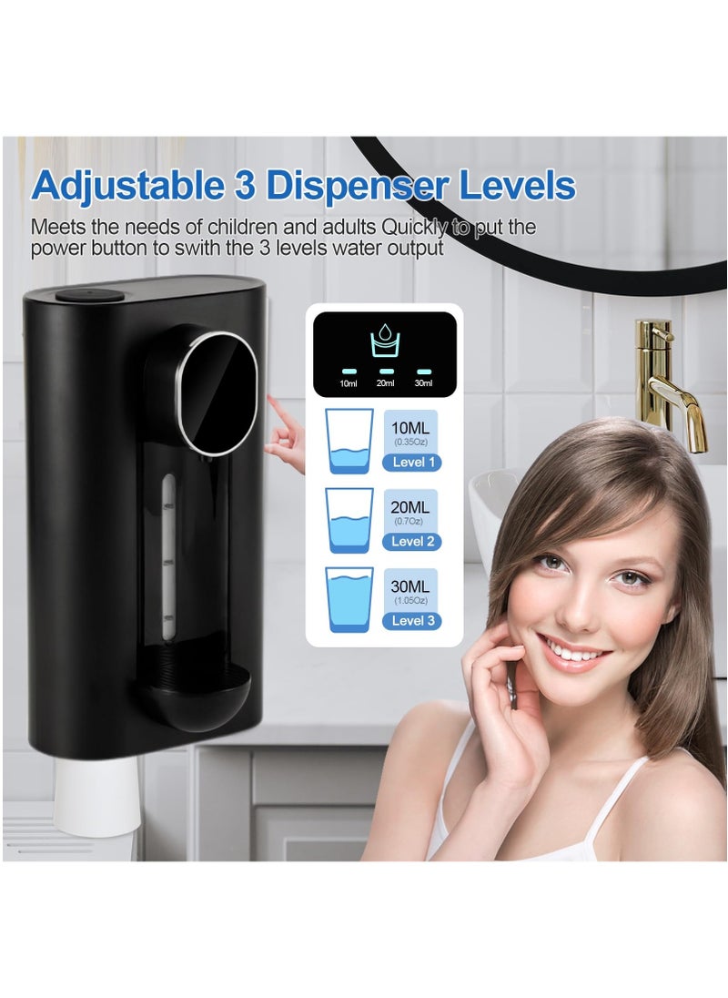 Wall Mounted Mouthwash Dispenser, Automatic Bathroom Mouth Wash Dispenser with 2 Magnetic Cups, No Drilling Needed - Ideal for Kids and adults, Sleek Black Design 540mL (19 Oz)