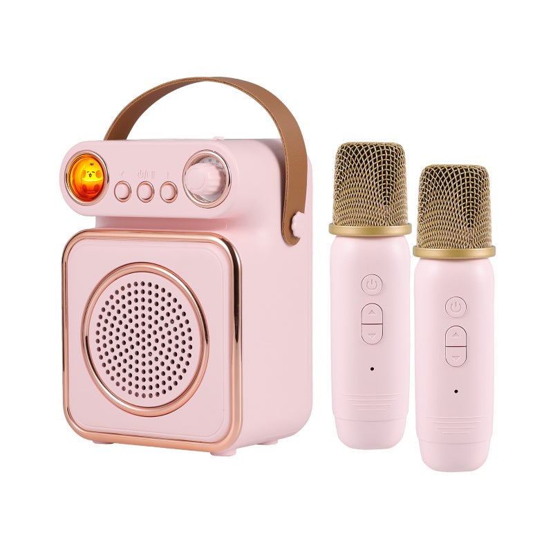 Mini Karaoke Machine Wireless Microphone and Speaker Set with 2 Microphone Rechargeable LED Color Night Light Handheld Mic Karaoke Speaker Gifts for Birthday Party Desktop Fitness Outdoor Home KTV Set - Image 1