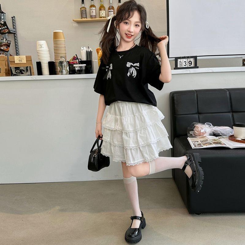 Summer Girls Cake Skirt Women'S Big Kids White Lace Pontoon Skirt - Image 5