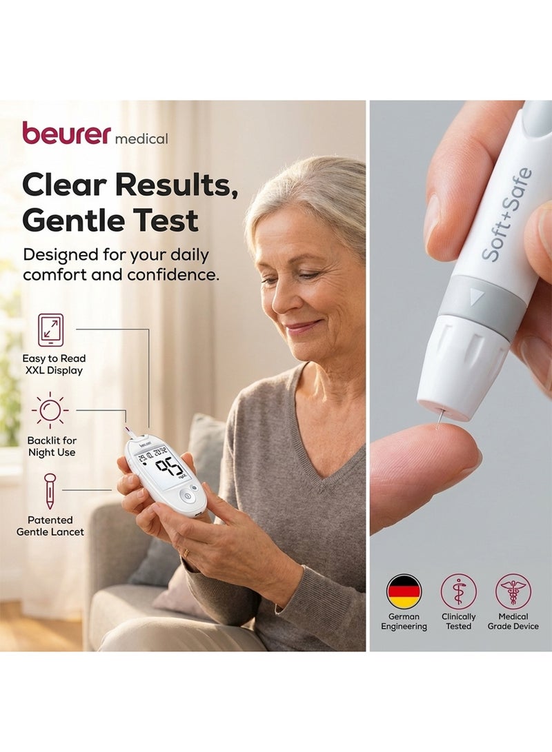 Beurer جهاز قياس مستوى الجلوكوز في الدم Beurer GL 50 مع 50 شريط اختبار - ضمان 5 سنوات | مجموعة سهلة الاستخدام لمرضى السكري | نتائج سريعة ودقيقة لمراقبة المنزل - Image 2