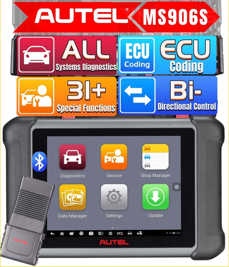 Autel MaxiSys MS906S Vehicle Diagnostic Tablet 2024 Version Advanced MS906 MS906BT MK900BT Wireless OBD2 Scanner 31 Service Functions Compatible with BT506 MV108