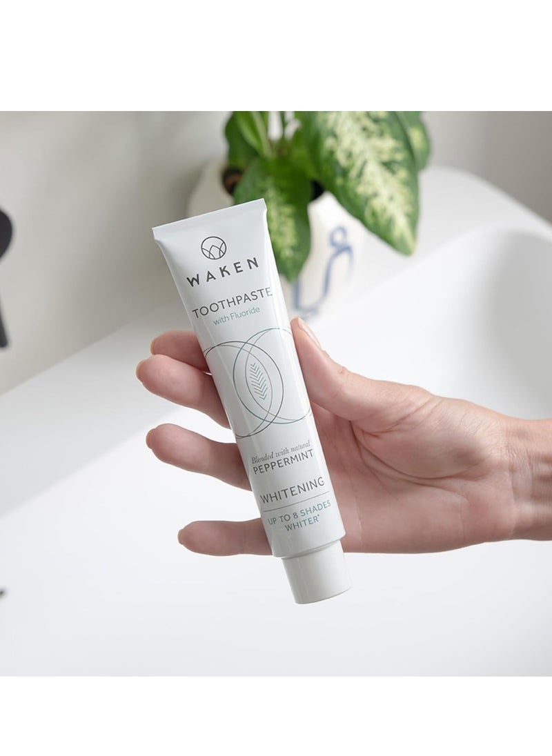 WAKE Whitening Toothpaste clinically tested whitening formula for up to 8 shades whiter teeth prevents enamel stains SLS free Vegan Friendly 100% Recyclable Natural Peppermint Flavour 75ml  - Image 2