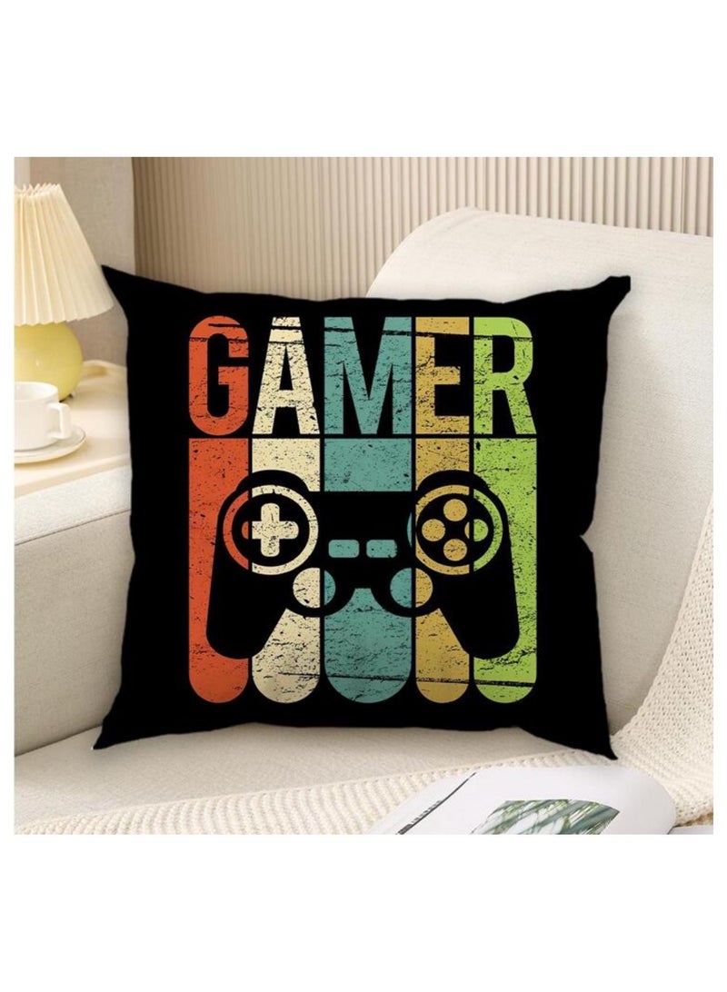 Decorative cushion cover without filling for sofa with gaming print, multi-colour, 45*45cm - Image 1
