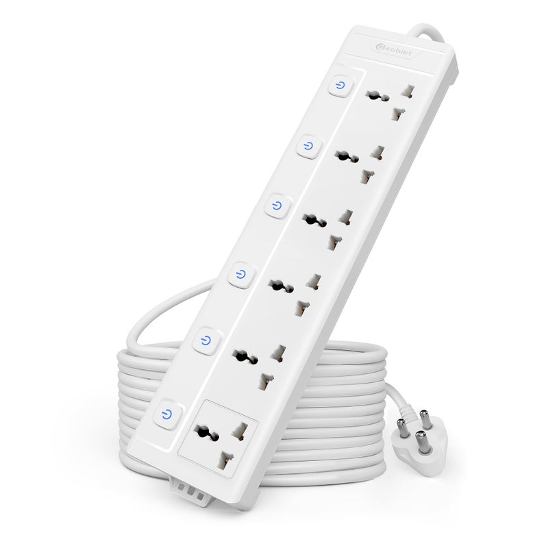 Cablet Extension Board 2500W 10A | 6 Universal Multi Plug Socket with Individual Switches | 4.5 Meter Heavy Duty Cord | LED Indicator, Power Strip & Spike Guard for Home & Office Use - Image 5