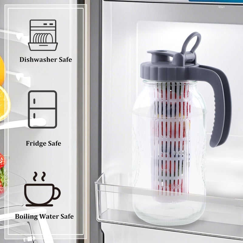 MBSRITY Mason Jar Infuser For 64 Oz Wide Mouth Mason Jug Water Pitcher Filter Food Grade Mesh Strainer For Fruit Infused Water, Iced Tea, Lemonade, Sun Tea, Mint Water, Cocktail, Cold Brew Coffee - Image 2