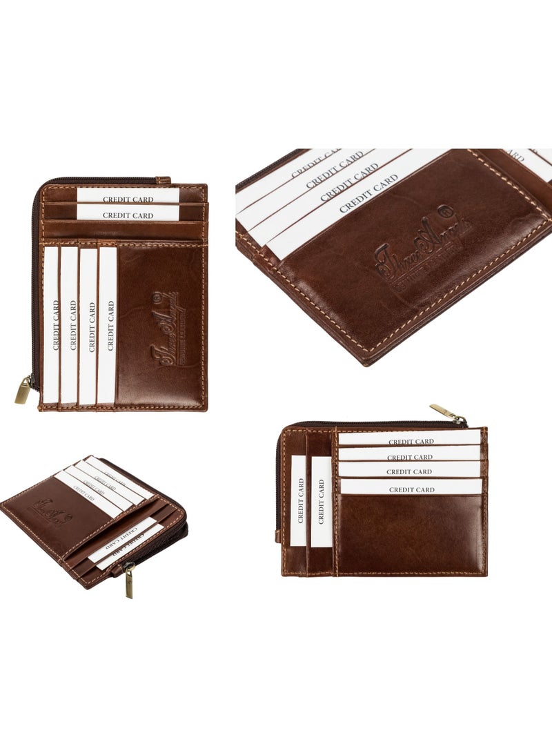 ثري انجيلز  حافظة كروت جلد طبيعي