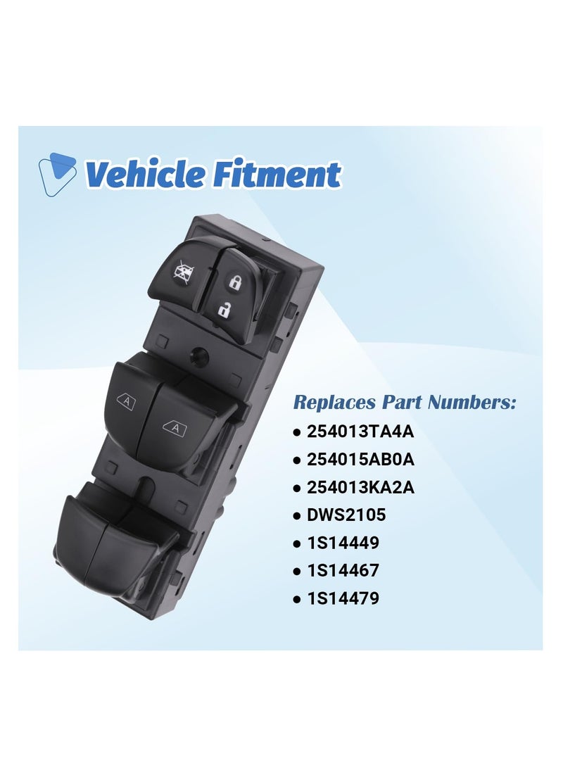 Power Window Switch Control Button Driver Side Compatible with Nissan Altima 2013-2017 Nissan Pathfinder 2013-2020 Nissan Murano 2015-2021 Replaces OEM 25401-3TA4A - Image 4
