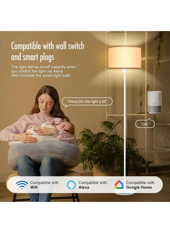 Tiokkss Floor Lamp for Living Room and Bedroom, Standing Lamp with Remote Control, Simple 59 Inch Floor Lamp, Foot Switch, Tall White Lamp for Office/Classroom/Kids Room, LED Bulb Included - Image 5