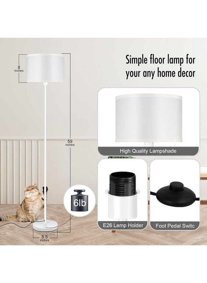 Tiokkss Floor Lamp for Living Room and Bedroom, Standing Lamp with Remote Control, Simple 59 Inch Floor Lamp, Foot Switch, Tall White Lamp for Office/Classroom/Kids Room, LED Bulb Included - Image 4