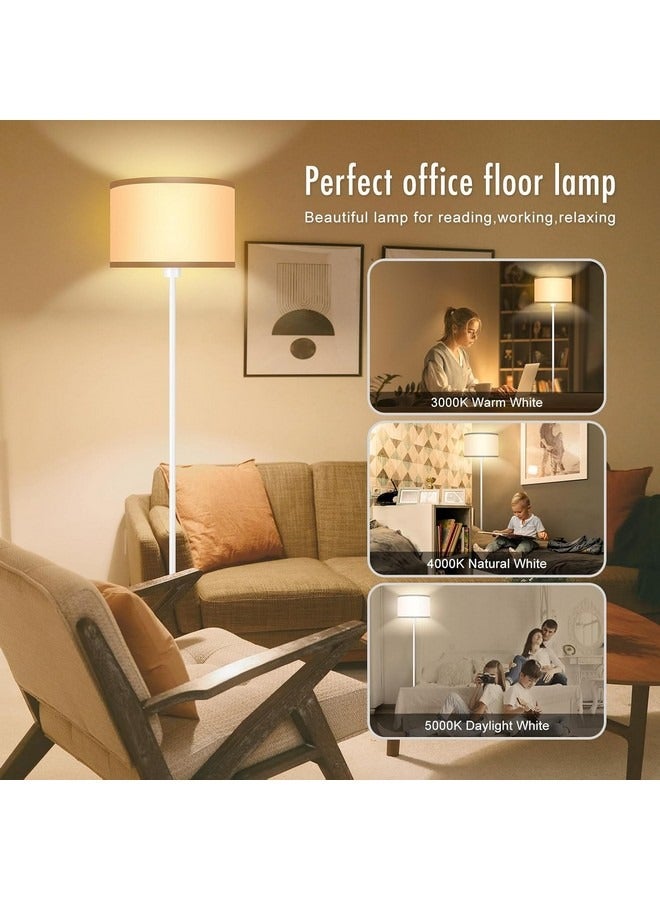Tiokkss Floor Lamp for Living Room and Bedroom, Standing Lamp with Remote Control, Simple 59 Inch Floor Lamp, Foot Switch, Tall White Lamp for Office/Classroom/Kids Room, LED Bulb Included - Image 2