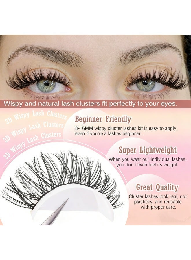 Joudi Lash Extension Kit, Lash Clusters Eyelash Extension Kit with Lash Bond and Seal Lash Remover Lash Applicator Individual Lashes Kit Eyelash Brush Easy to Apply at Home (30D+40D-8-14mm) - Image 2