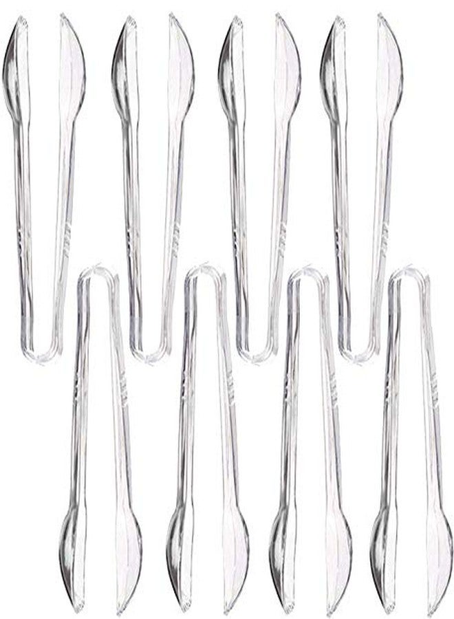 Premius 4-Pack Plastic Party Tongs, Clear, 6.5 Inches
