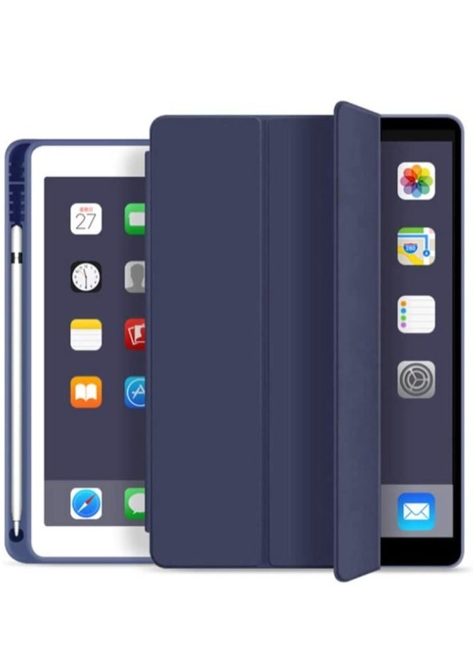 Soft Smart Case with Pencil Holder Foldable Stand Compatible with iPad 10.2 Inch 9th / 8th / 7th Generation 2021/2020 / 2019, iPad Air 3rd Generation, iPad Pro 10.5 Inch (Deep Navy Blue) - Image 1