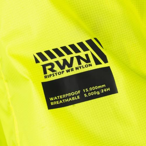Rynox Unisex Adult H2Go Pro 3 Rain Standard Length Jacket I 15000mm Waterproof Nylon Shell | Motorcycle Riding Rain Jacket | Heat Sealed Seams | Drycore WR Zippers - Hi-Viz Green, 5XL - Image 4