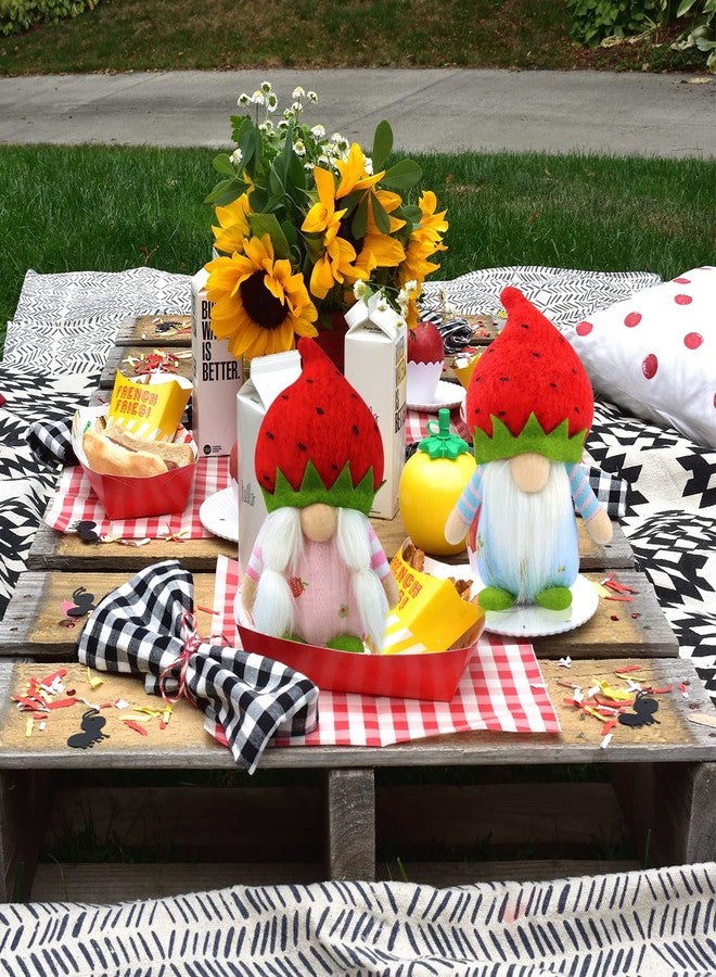 Gehydy Set of 2 Spring Gnomes Decoration Easter Summer Strawberry Gnome Handmade Decor for Home Kitchen Tiered Tray - Image 4