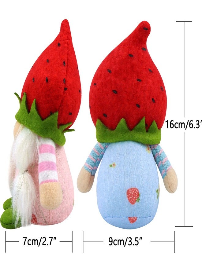 Gehydy Set of 2 Spring Gnomes Decoration Easter Summer Strawberry Gnome Handmade Decor for Home Kitchen Tiered Tray - Image 5