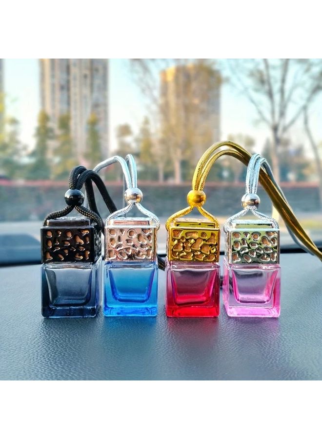 زجاجة عطر سيارة حمراء فارغة بتدرج مجوف مع غطاء ذهبي، زينة منعشة للهواء - Image 1