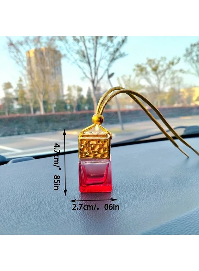 زجاجة عطر سيارة حمراء فارغة بتدرج مجوف مع غطاء ذهبي، زينة منعشة للهواء - Image 3