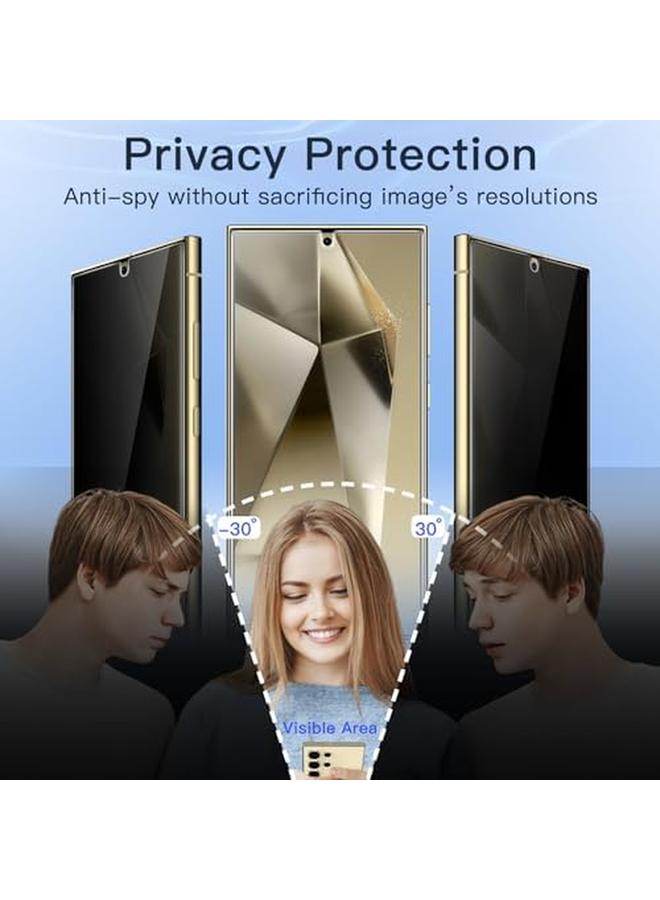 جي تيك واقي شاشة الخصوصية لهاتف Samsung Galaxy S24 Ultra 5G مقاس 6.8 بوصة مع واقي عدسة الكاميرا ومضاد للتجسس وطبقة مرنة من مادة TPU ومضادة للتجسس ومزودة بفتحة بصمة الإصبع، عبوة من قطعتين لكل منهما - Image 3