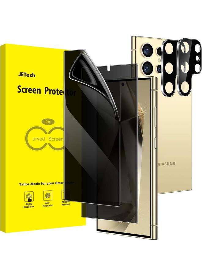 جي تيك واقي شاشة الخصوصية لهاتف Samsung Galaxy S24 Ultra 5G مقاس 6.8 بوصة مع واقي عدسة الكاميرا ومضاد للتجسس وطبقة مرنة من مادة TPU ومضادة للتجسس ومزودة بفتحة بصمة الإصبع، عبوة من قطعتين لكل منهما - Image 1