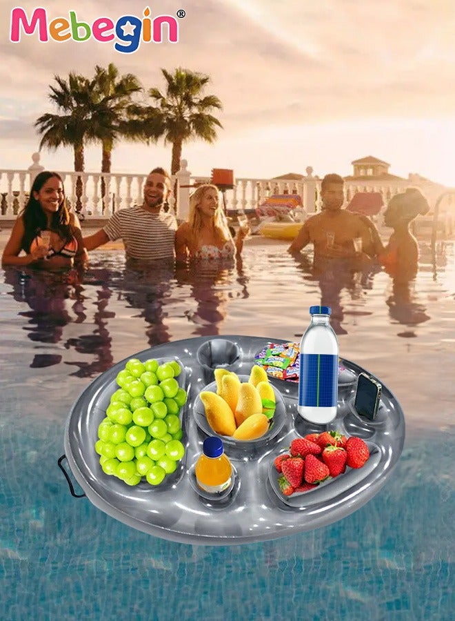 MEBEGIN 70*50cm Inflatable Drink Holder, Multifunctional Round Drink Floats for Swimming Pool, Drink Pool Floats with 8 Holes, Creative Pool Toys, PVC Inflatable Tray Water Supplies, Multifunctional Floating Drink Holder for Summer Beach Leisure and Party Decoration - Image 3