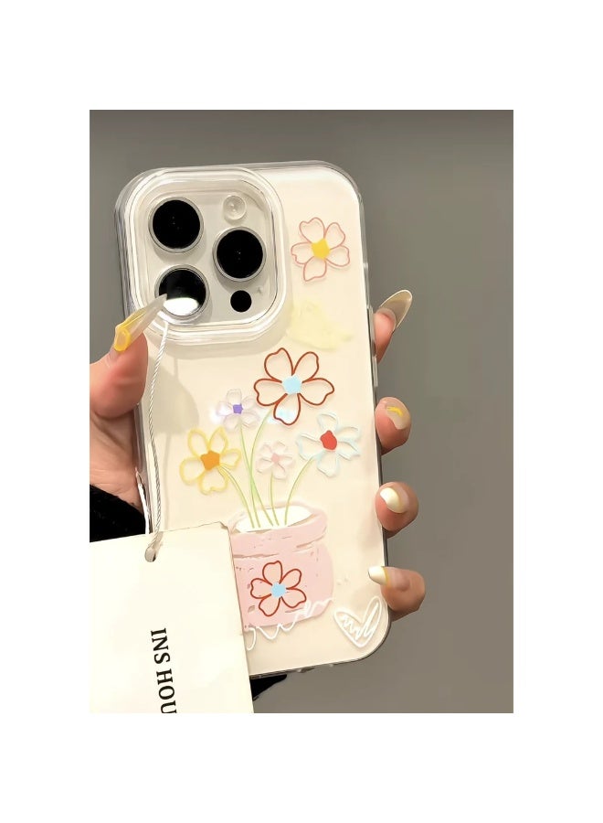 NIBEMINENT Flower Potted Plant Protective TPU Case Cover For iPhone 16 Pro