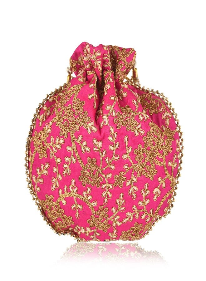 STLYZ Traditional Silk Potli Bag For Women, Embroidered Potli Handbag Wristlets Ethnic Bridal Potli Batwa Bag For Ladies For Wedding Return Gifts (Pack of 3) (AnguriPotli_Packof3) - Image 5
