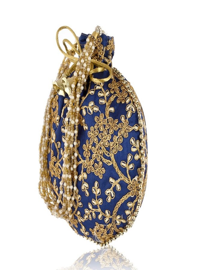 STLYZ Traditional Silk Potli Bag For Women, Embroidered Potli Handbag Wristlets Ethnic Bridal Potli Batwa Bag For Ladies For Wedding Return Gifts (Pack of 3) (AnguriPotli_Packof3) - Image 4