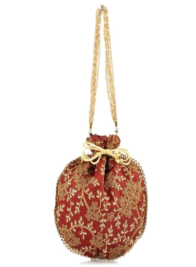 STLYZ Traditional Silk Potli Bag For Women, Embroidered Potli Handbag Wristlets Ethnic Bridal Potli Batwa Bag For Ladies For Wedding Return Gifts (Pack of 3) (AnguriPotli_Packof3) - Image 3