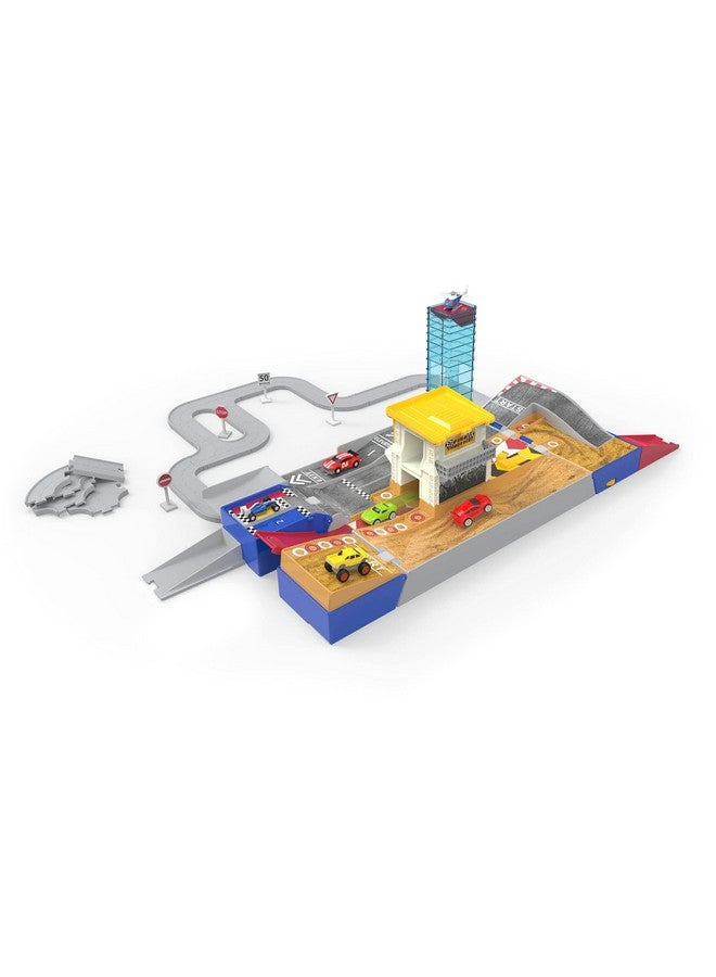 DRIVEN By Battat Collapsible Racetrack Playset Toy Cars & Connectible Tracks Autoshop & Accessories Kids 3 Years + Pocket 2 In 1 Race Track (84Pc) - Image 1