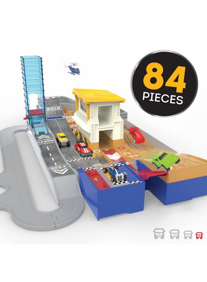 DRIVEN By Battat Collapsible Racetrack Playset Toy Cars & Connectible Tracks Autoshop & Accessories Kids 3 Years + Pocket 2 In 1 Race Track (84Pc) - Image 3