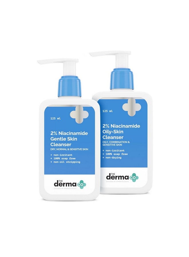 The Derma Co 2% Niacinamide Cleanser Combo | Gentle Skin Cleanser and Oily Skin Cleanser | Non Irritant | 100% Soap Free | Gently Cleanses Makeup | 250 ml - Image 1
