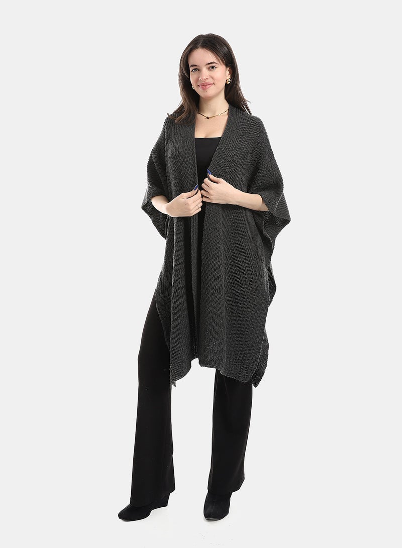 Andora Dark Grey Regular Fit Cape - Image 4
