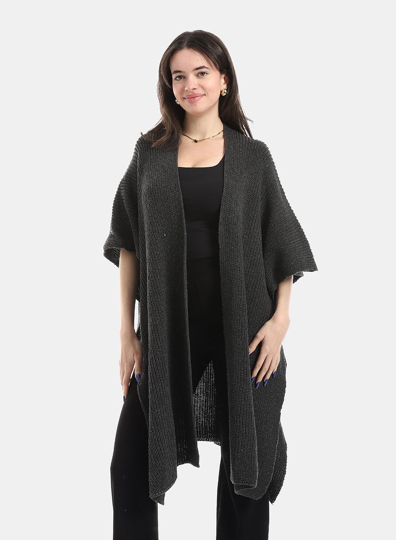 Andora Dark Grey Regular Fit Cape - Image 1