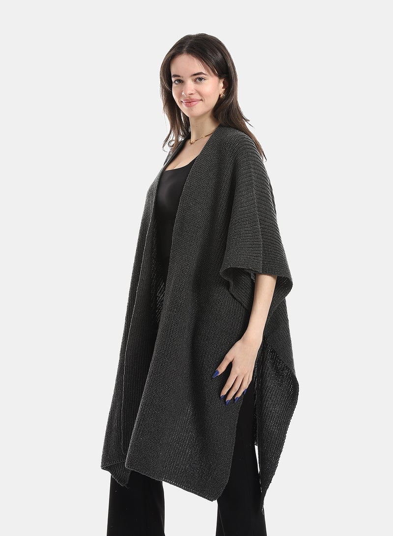 Andora Dark Grey Regular Fit Cape - Image 2