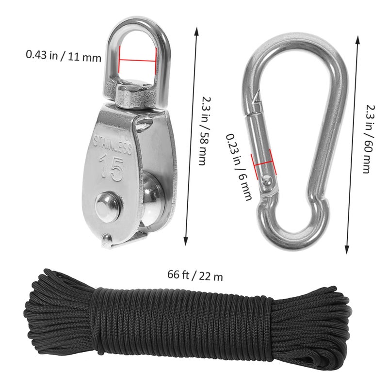 Heavy Duty Pulley with Hook Rope Trolley Wheel for Hanging and Lifting Smooth Operation - Image 4
